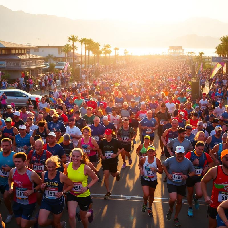 Runners gathered at the marathon start